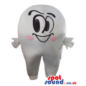 White teeth with big eyes and a pink cheek - Custom Mascots