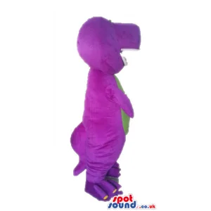 Purple dinosaur with a green belly - Custom Mascots