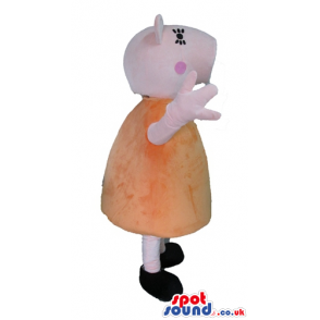 Peppa pig wearing an orange mini dress and black shoes - Custom