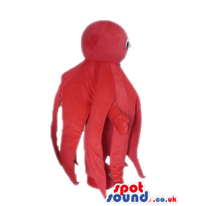Smiling red octopus with small round eyes - Custom Mascots