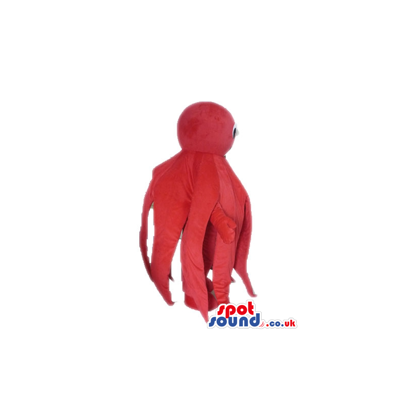 Smiling red octopus with small round eyes - Custom Mascots