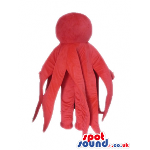 Smiling red octopus with small round eyes - Custom Mascots