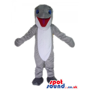 Grey dolphin with roud blue eyes - Custom Mascots