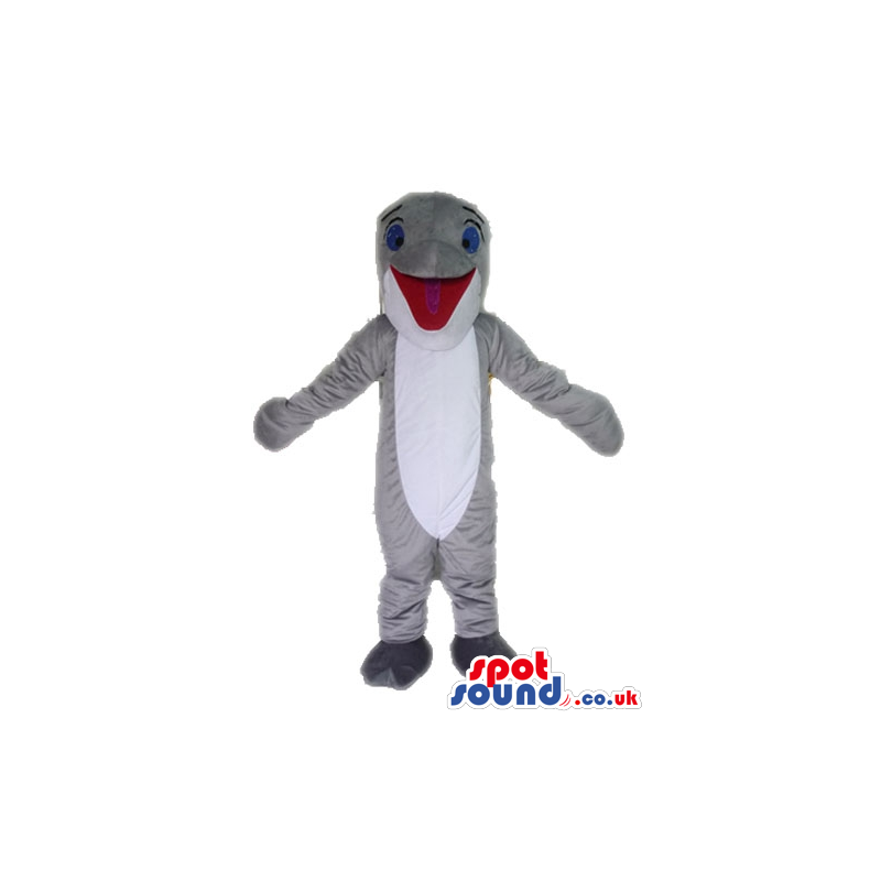 Grey dolphin with roud blue eyes - Custom Mascots