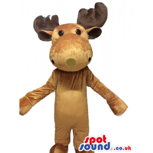 Brown moose with big brown horns - Custom Mascots