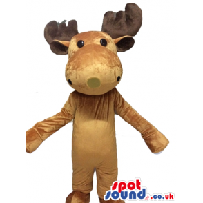 Brown moose with big brown horns - Custom Mascots
