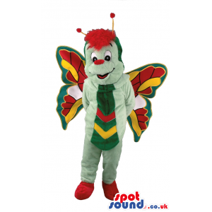 Customizable Green Butterfly Insect Plush Mascot With Red Hair