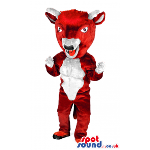 Red Goat Animal Mascot With Horns Bad Red Tongue - Custom