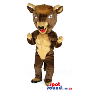Brown Goat Animal Mascot With Horns Bad Red Tongue