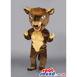 Brown Goat Animal Mascot With Horns Bad Red Tongue - Custom