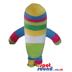 Smiling striped and colorful cilinder with big round eyes -