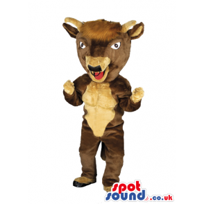 Brown Goat Animal Mascot With Horns Bad Red Tongue - Custom
