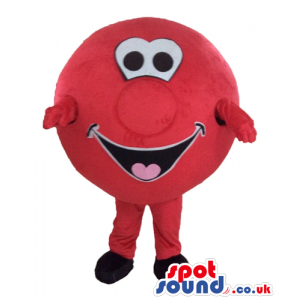 Smiling red ball with big round eyes, red legs and arms and