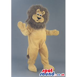 Lion Animal Plush Mascot With Brown Hair And A Beige Body -