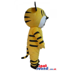 Smiling yellow tiger with big round eyes - Custom Mascots