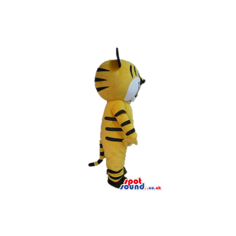 Smiling yellow tiger with big round eyes - Custom Mascots