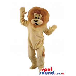 Lion Animal Plush Mascot With Brown Hair And A Beige Body -