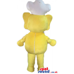 Yellow elephant wearing a white chef's hat - Custom Mascots