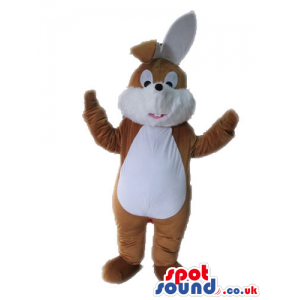 Brown rabbit with long ears and a white belly - Custom Mascots