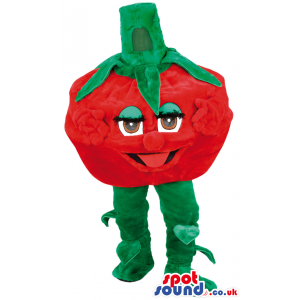 Red Tomato Vegetable Mascot With Funny Eyes And Tongue