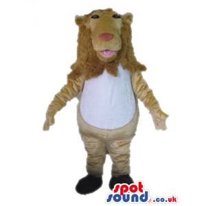 Brown lion with a white belly and black feet - Custom Mascots