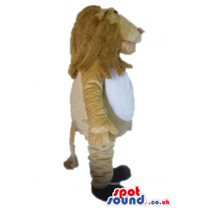 Brown lion with a white belly and black feet - Custom Mascots