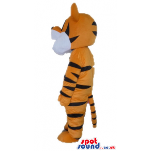 Mascot costume of a tiger with a white belly - Custom Mascots