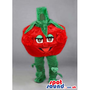 Red Tomato Vegetable Mascot With Funny Eyes And Tongue - Custom