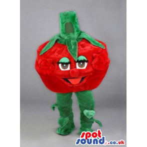 Red Tomato Vegetable Mascot With Funny Eyes And Tongue - Custom