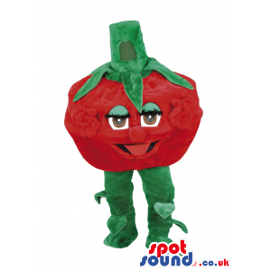 Red Tomato Vegetable Mascot With Funny Eyes And Tongue - Custom