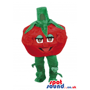 Red Tomato Vegetable Mascot With Funny Eyes And Tongue - Custom