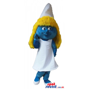 Blonde smurfette wearing a white dress and shoes - Custom