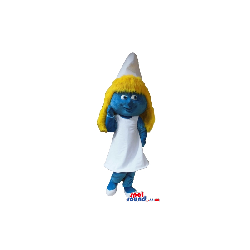 Blonde smurfette wearing a white dress and shoes - Custom