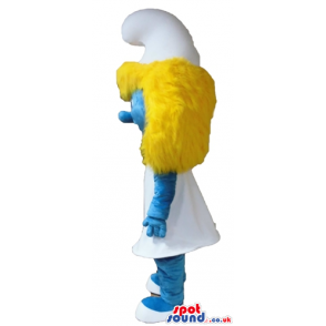 Blonde smurfette wearing a white dress and shoes - Custom