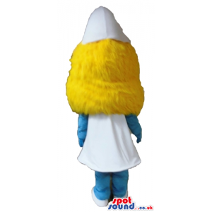 Blonde smurfette wearing a white dress and shoes - Custom