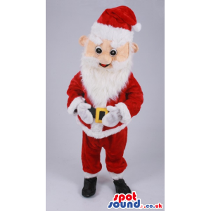 Santa Claus Mascot Cartoon Character With White Beard And Red