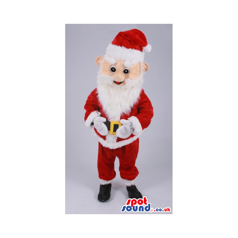 Santa Claus Mascot Cartoon Character With White Beard And Red