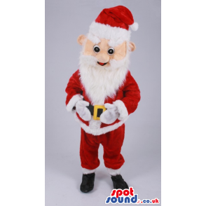 Santa Claus Mascot Cartoon Character With White Beard And Red