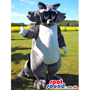 Raccoon Animal Mascot With Grey, White And Black Fur - Custom