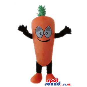 Smiling orange carrot with black arms and legs and orange feet