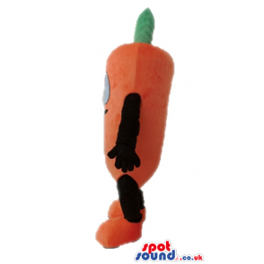 Smiling orange carrot with black arms and legs and orange feet