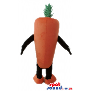 Smiling orange carrot with black arms and legs and orange feet