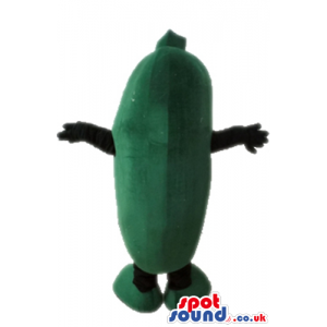 Smiling green cucumber with black arms and legs and green feet