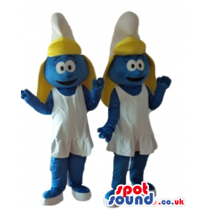 2 mascot costumes of smurfette - Custom Mascots