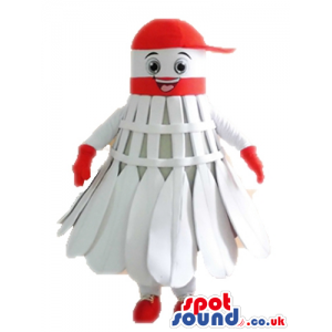 Red and white badminton ball - Custom Mascots
