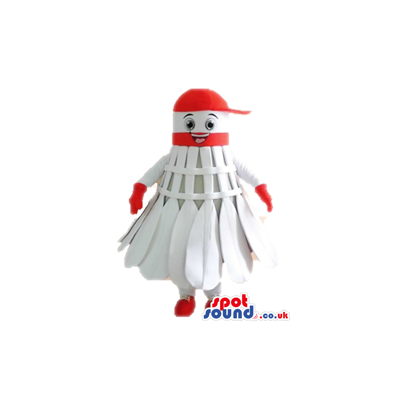 Red and white badminton ball - Custom Mascots