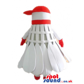 Red and white badminton ball - Custom Mascots