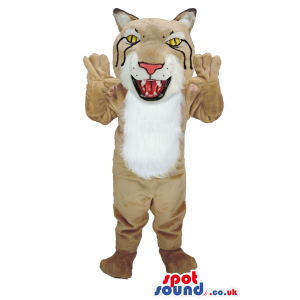 Lynx Animal Mascot With Beige Fur And White Collar - Custom