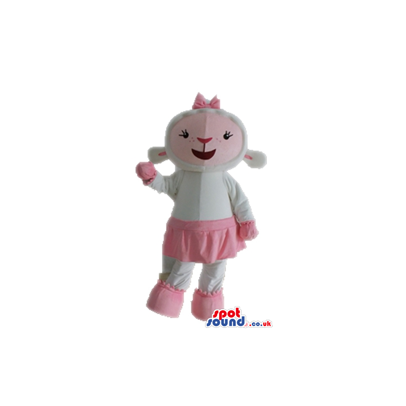 White sheep wearing a pink skirt, shoes and gloves - Custom