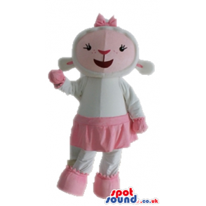 White sheep wearing a pink skirt, shoes and gloves - Custom